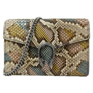 GUCCI Dionysus Chain Shoulder Bag Brown Python Leather Tiger Head Bag